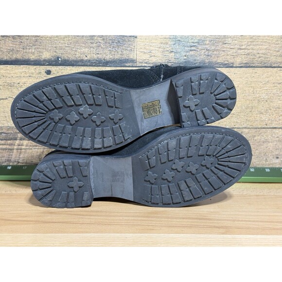 Tory Burch Eloise Black Suede Leather Side Zip Ankle Booties Shoes Womens 10.5 - Picture 8 of 11